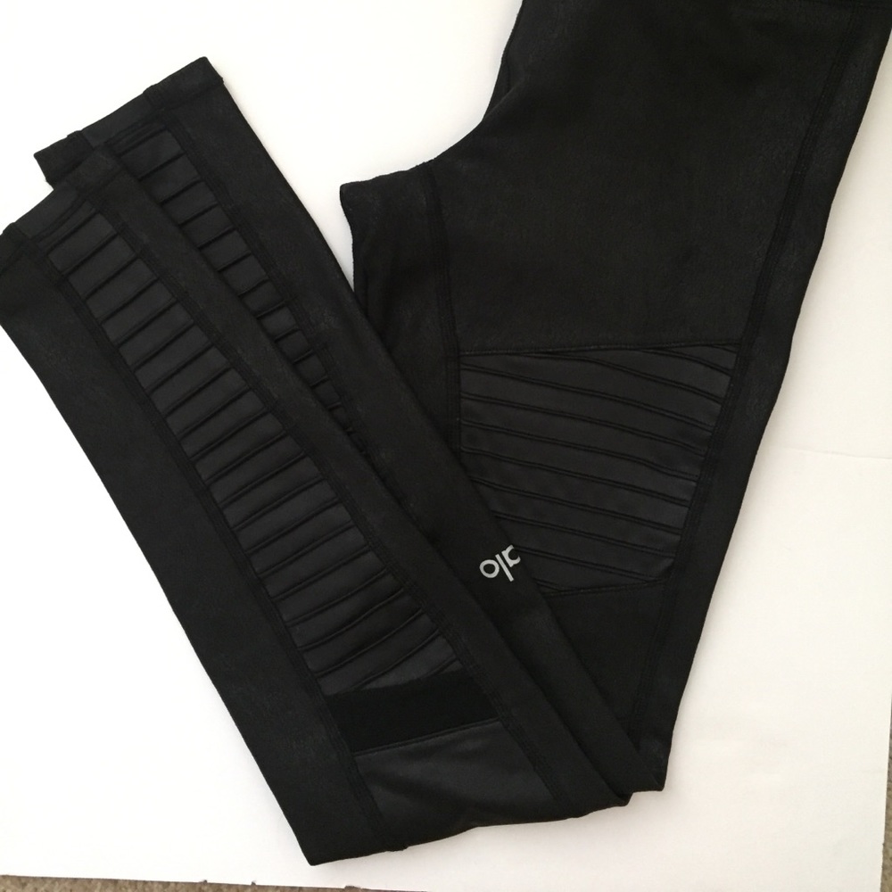 Alo Yoga Moto Leggings - Black Faux Leather
